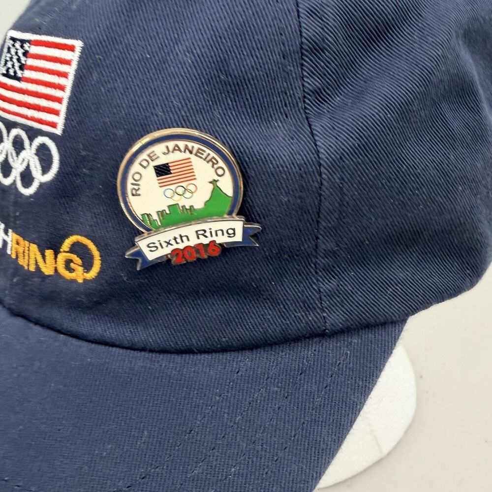 Team USA Olympic Sixth Ring Embroidered Navy Blue Ball Cap Adult OS w/Pin - Picture 4 of 9